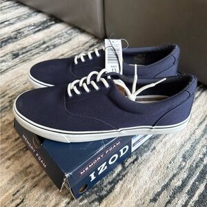 Izod Rangley Mens Size 13 Navy Canvas Lace Up Tennis Shoes Sneakers Navy New